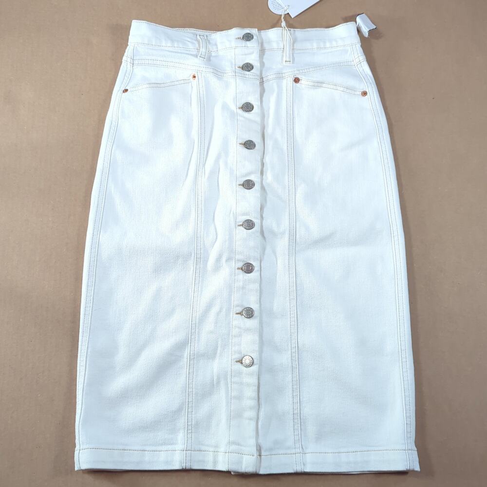 Rails Broadway Denim Skirt Size 29 Ecru Button Front Midi Americana Classic